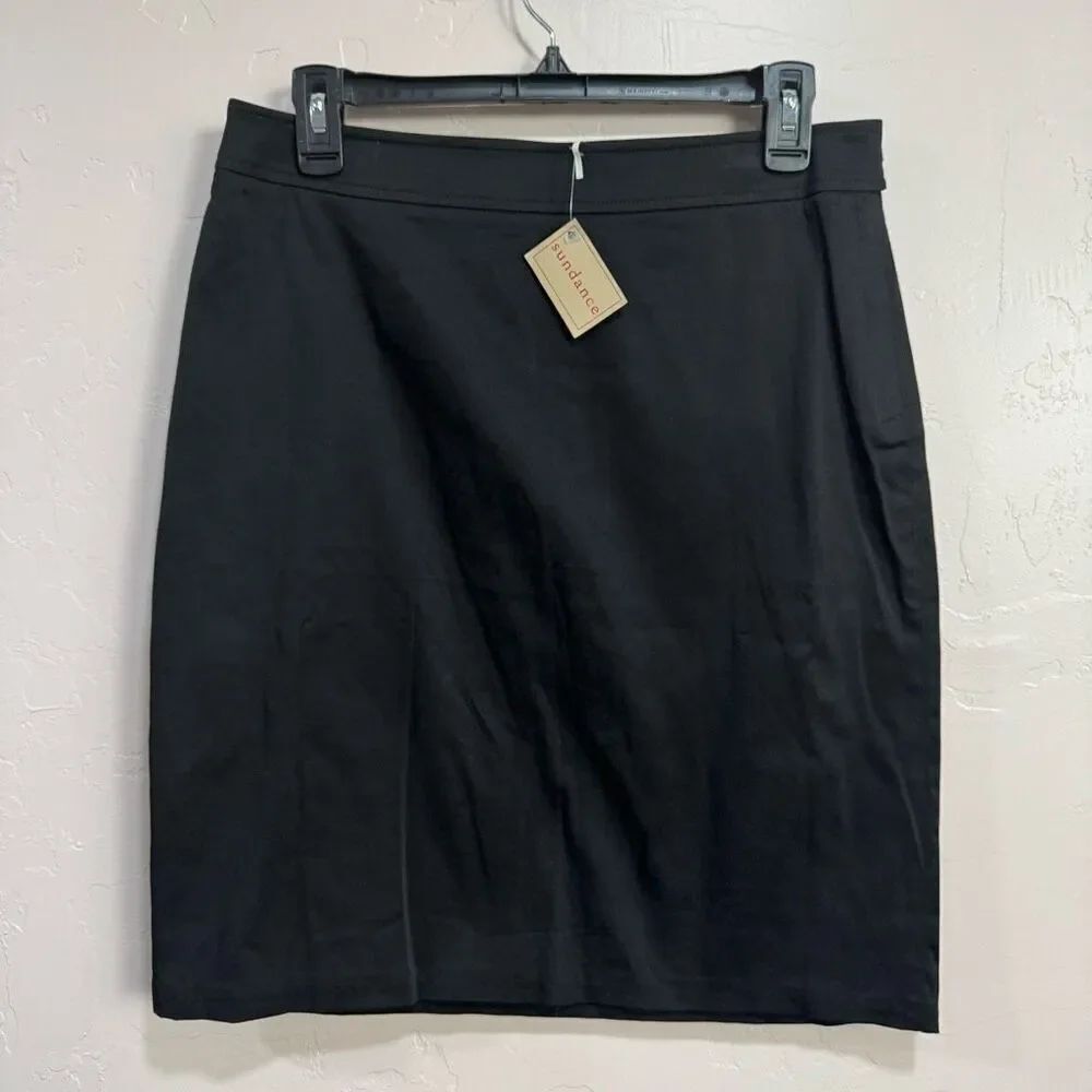New Sundance Max Studio 8 Black Pencil Skirt Side Zip Closure